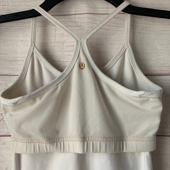 Lululemon White Power Y Tank Top Spaghetti Strap Racerback Built-In Bra - Picture 12 of 16